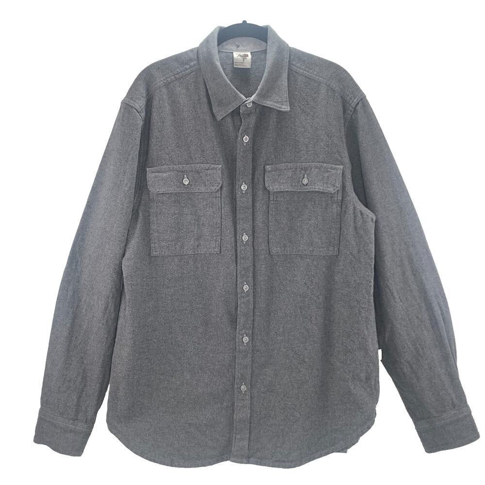 The North Face Arroyo Flannel Shirt Men Large TNF Grey Heather Solid Pockets EUC